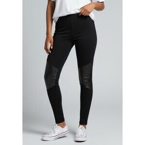 Kendall & Kylie Small Black Leggings Faux Leather Knees